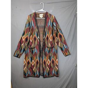 Cotton & Rye Outfitters Multi Mosaic Cardigan Small Southwestern Geometric Knit